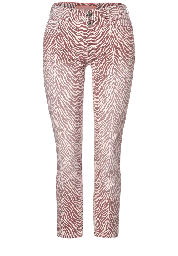 Casual Fit Printhose in 7/8 - foxy red aop wash