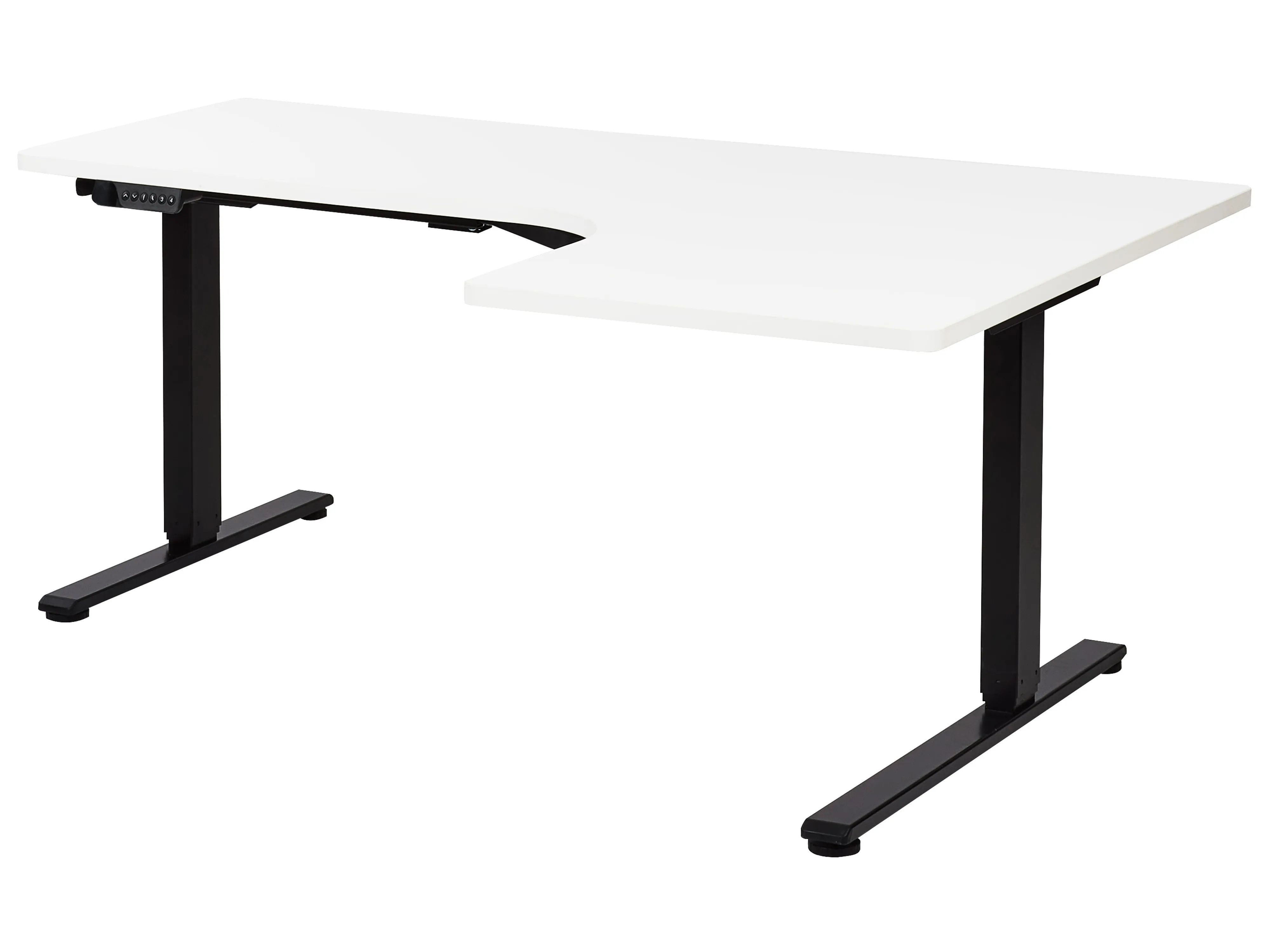 Elektrisch verstelbaar hoekbureau DESTINES Wit/zwart 160 cm 109 cm rechtszijdig