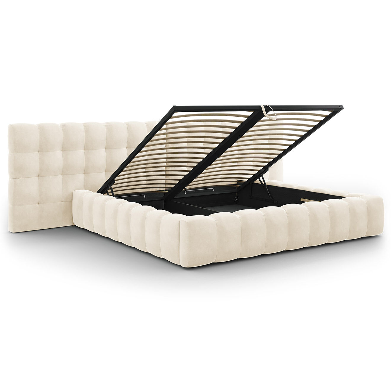 Cosmopolitan Design Lit avec coffre de rangement Bali Velours beige clair - 200x200 cm