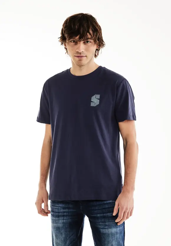 T-Shirt mit Brustprint - eclipse blue