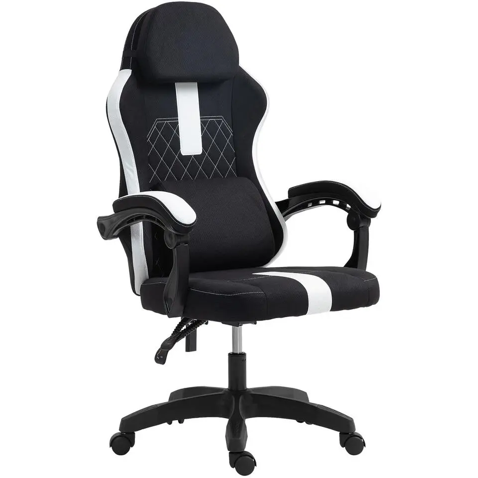 CLP Bureaustoel Miltona zwart Frame - Stof - zwart/wit