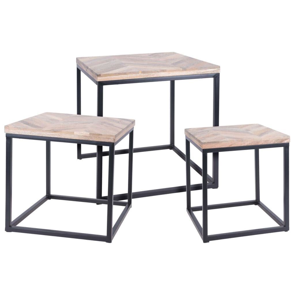 H&S Collectie Set van 3 Teak Bijzettafels