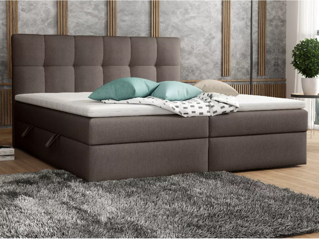 LIT BOX avec surmatelas Corino brun 140x200 cm
