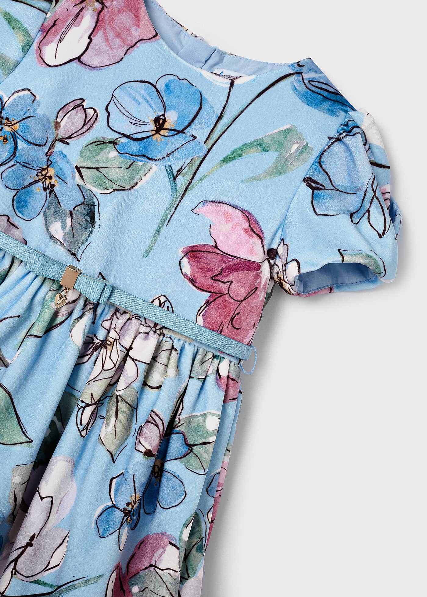 Vestido infantil de veludo estampado