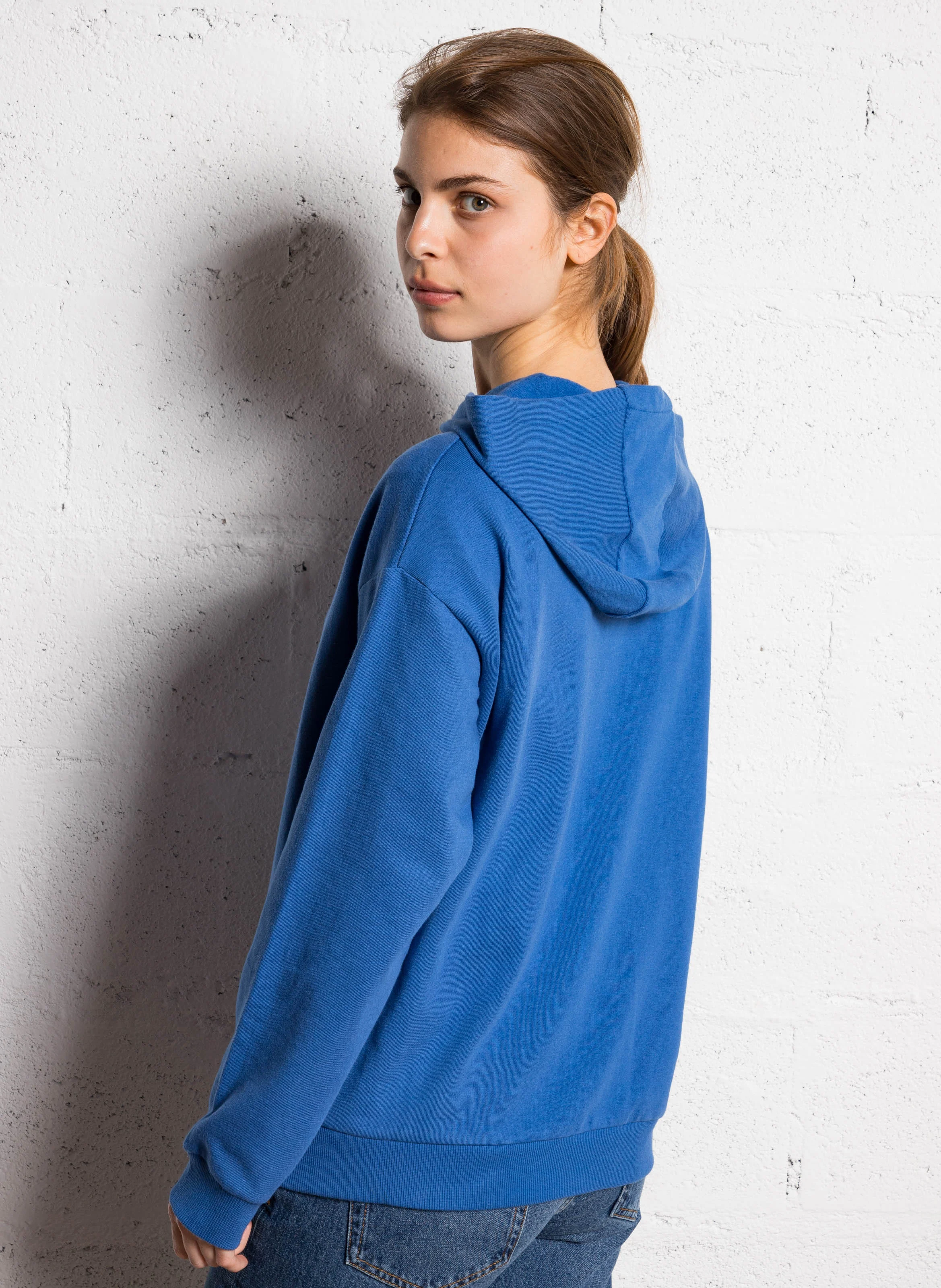 Sweat à capuche oversize en coton | Bleu