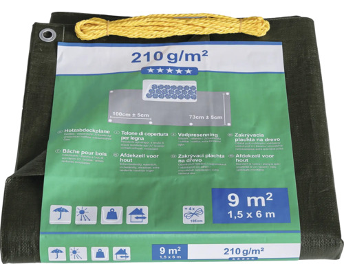Houten zeildoek 210 gr/m² groen 1,5 x 6 m
