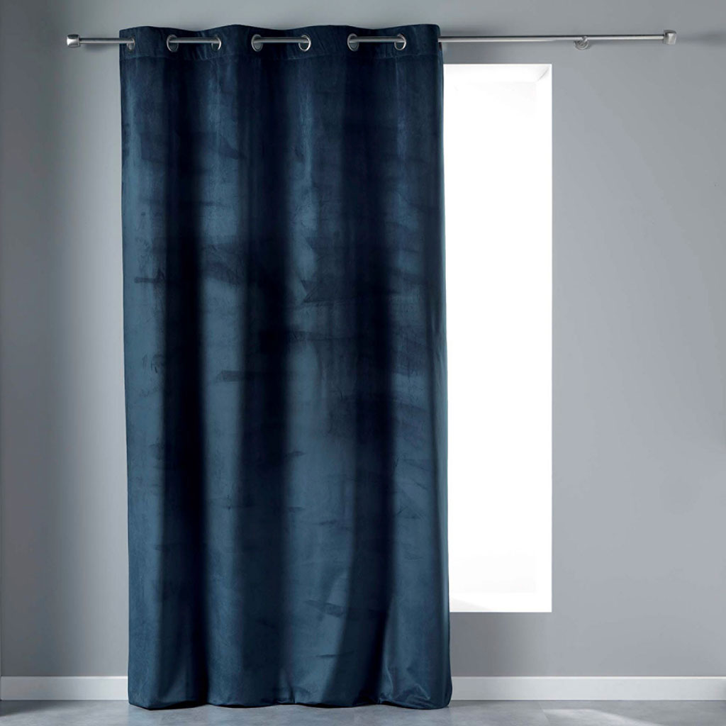 Rideau œillets VELVETINE velours marine 140x240cm