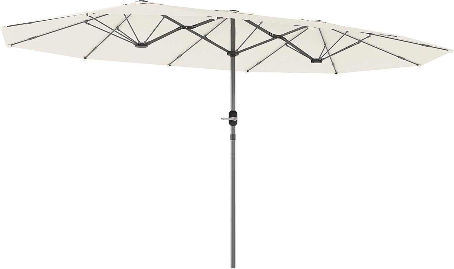 Outsunny Doppelsonnenschirm 436 x 260 cm, UV Schutz Stahl Sonnenschirm mit Handkurbel, oval Balkonschirm Strandschirm windfest stabil Marktschirm Kurbelschirm für Strand Balkon Garten