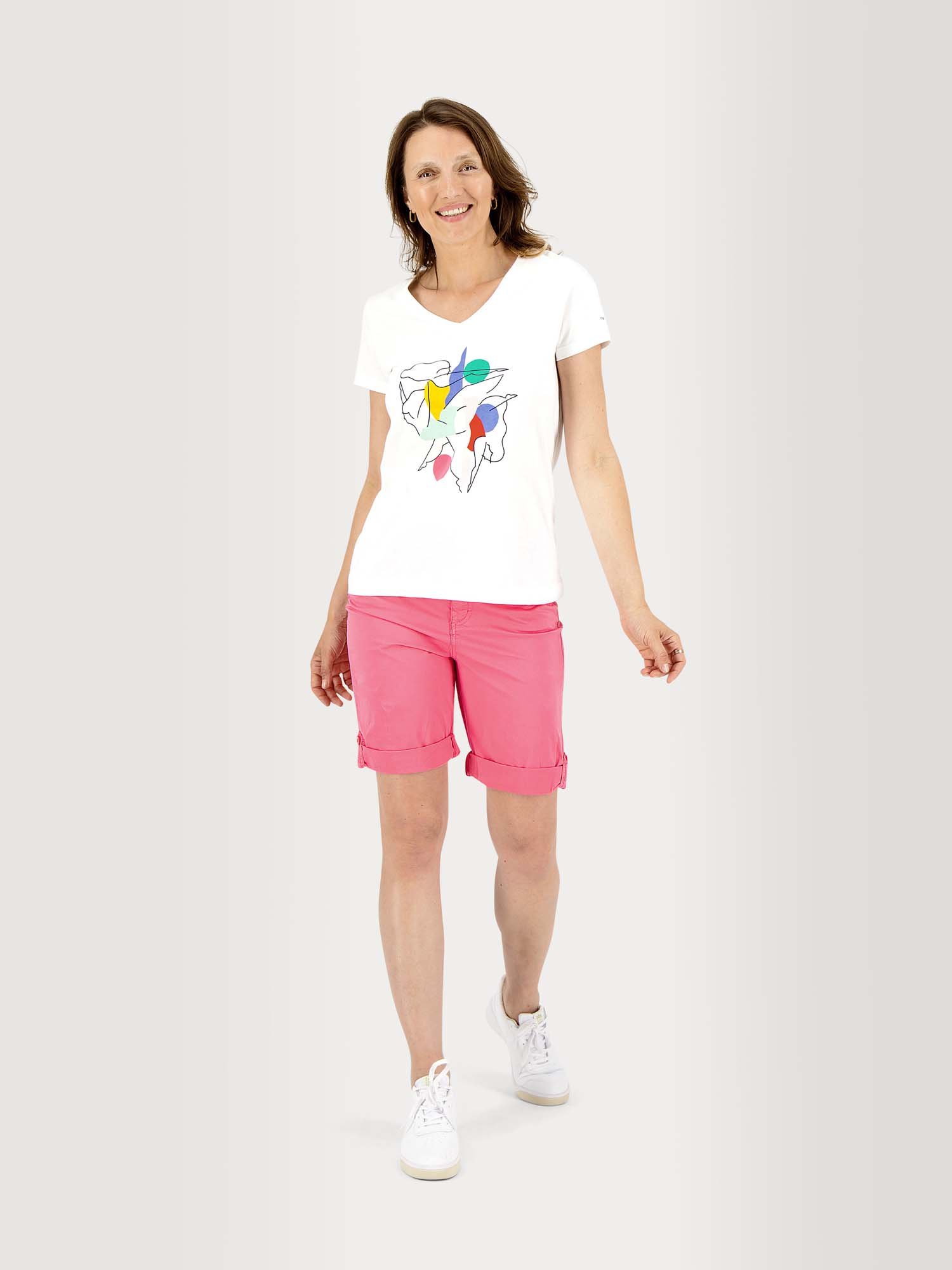 Tee Shirt Femme A Motif Coton Biologique Blanc