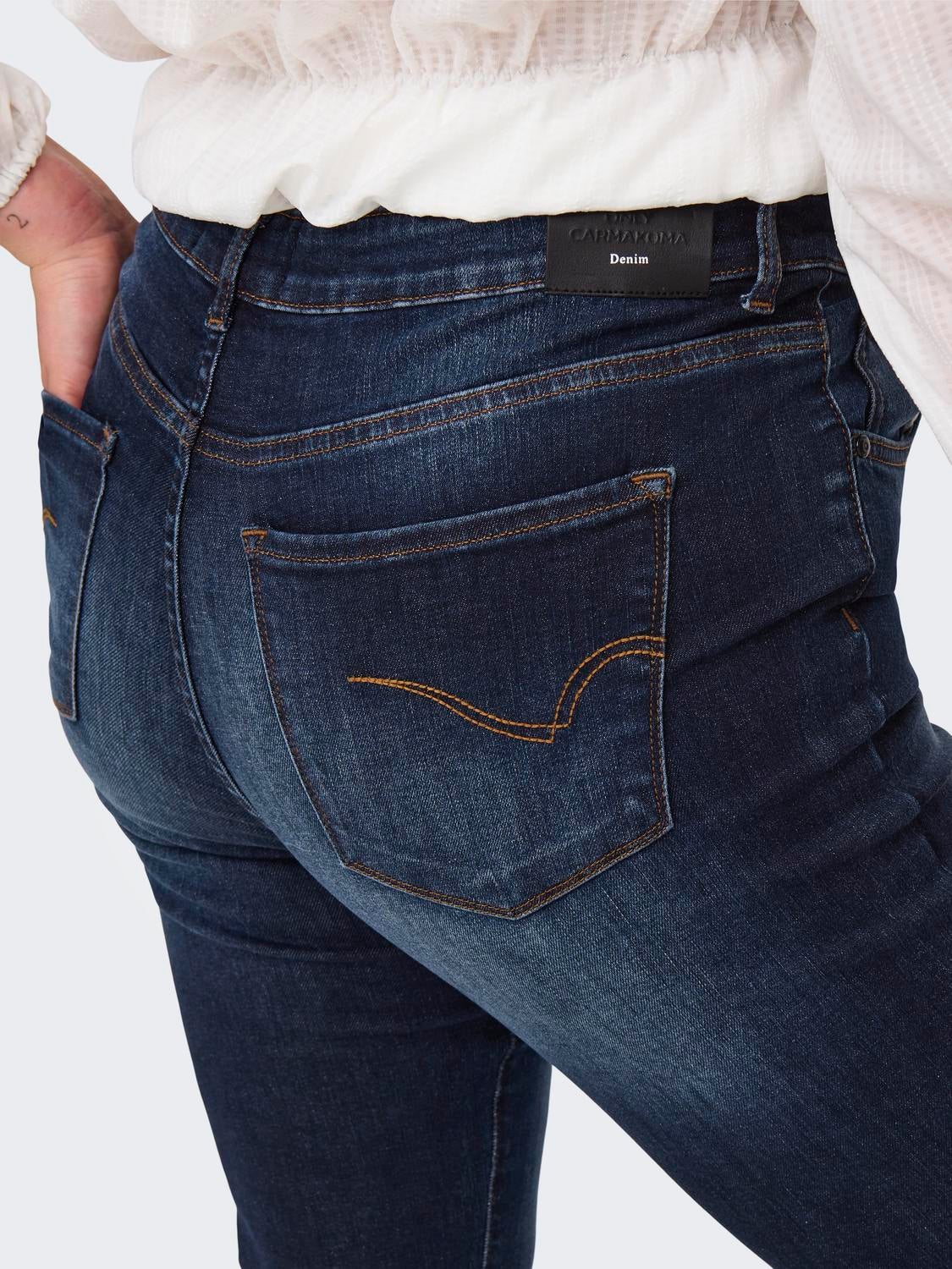 CARALICIA Mittlere Taille Gerade geschnitten Jeans Dark Blue Denim