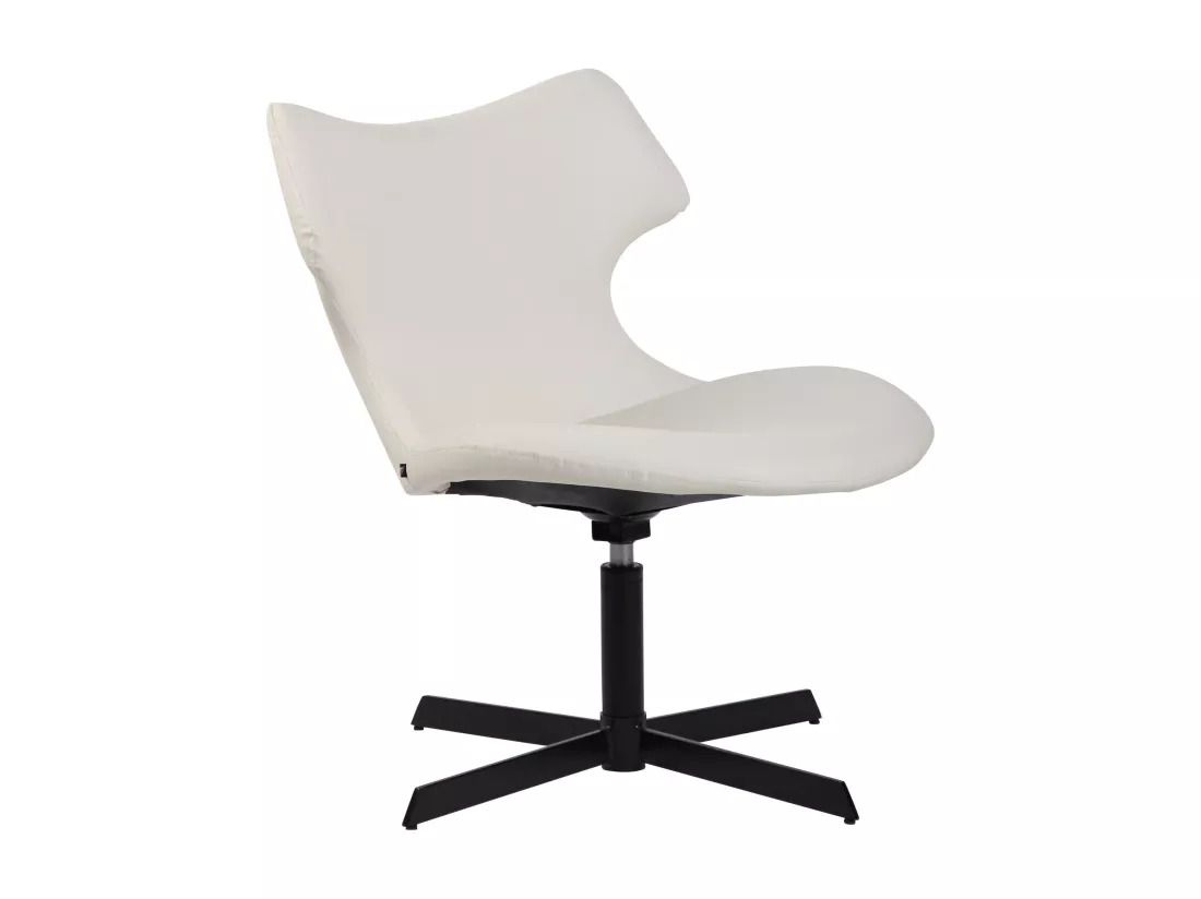 Chaise gondole - Similicuir & Métal noir mat - Blanc - Welland
