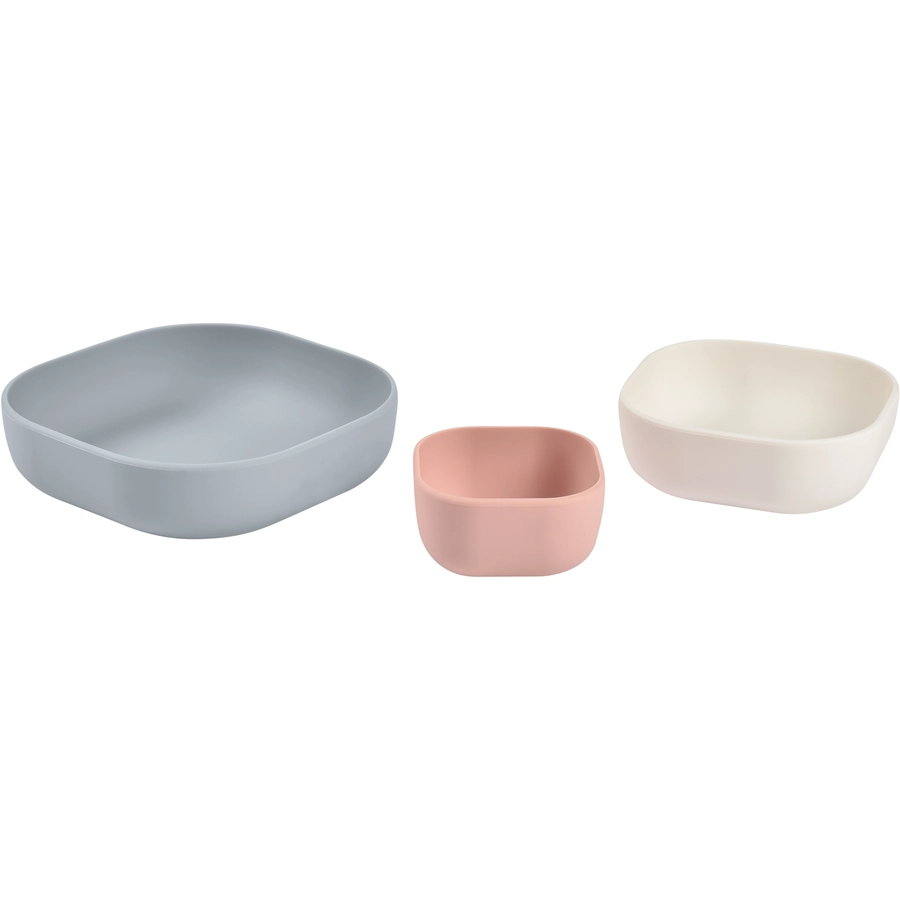 BEABA® Schüssel-Set 3tlg., Velvet grauCottonhellrosa aus Silikon