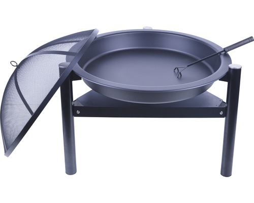 Vuurschaal Ø 72 cm met vonkenvanger, metaal, zwart