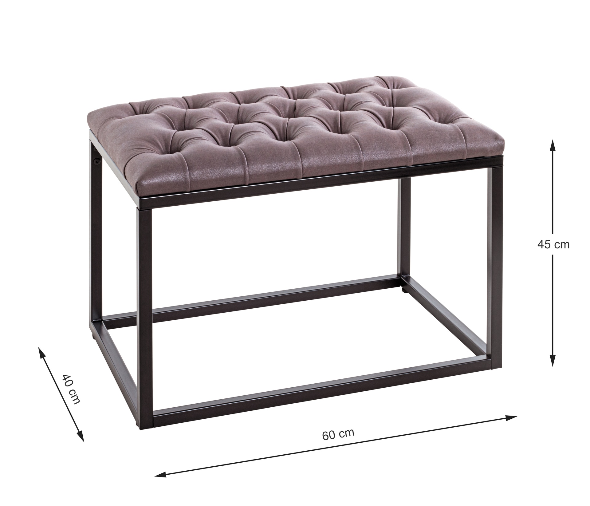 Hocker 60 x 45 cm anthrazit/schwarz