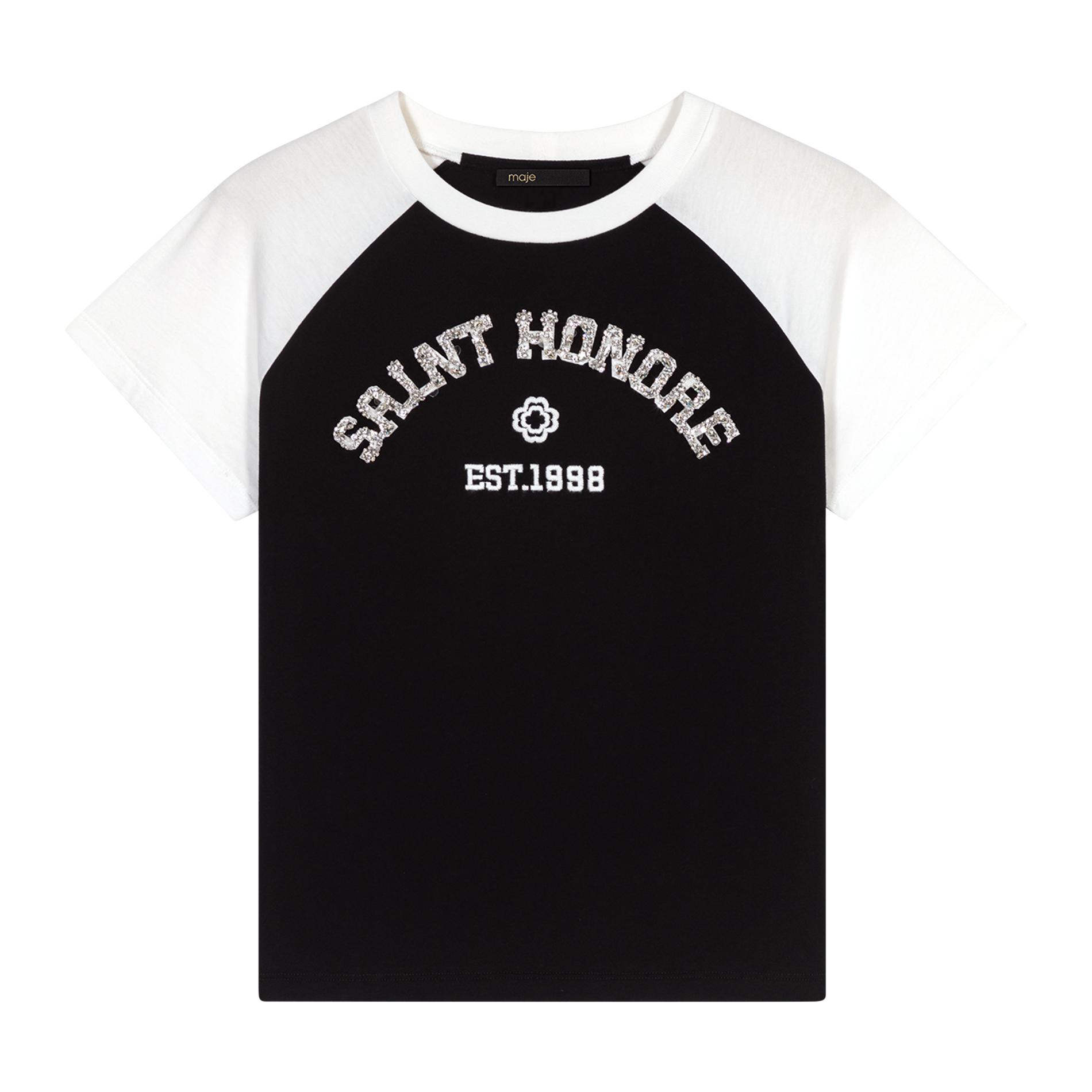 Tee-shirt droit col rond en coton | Noir