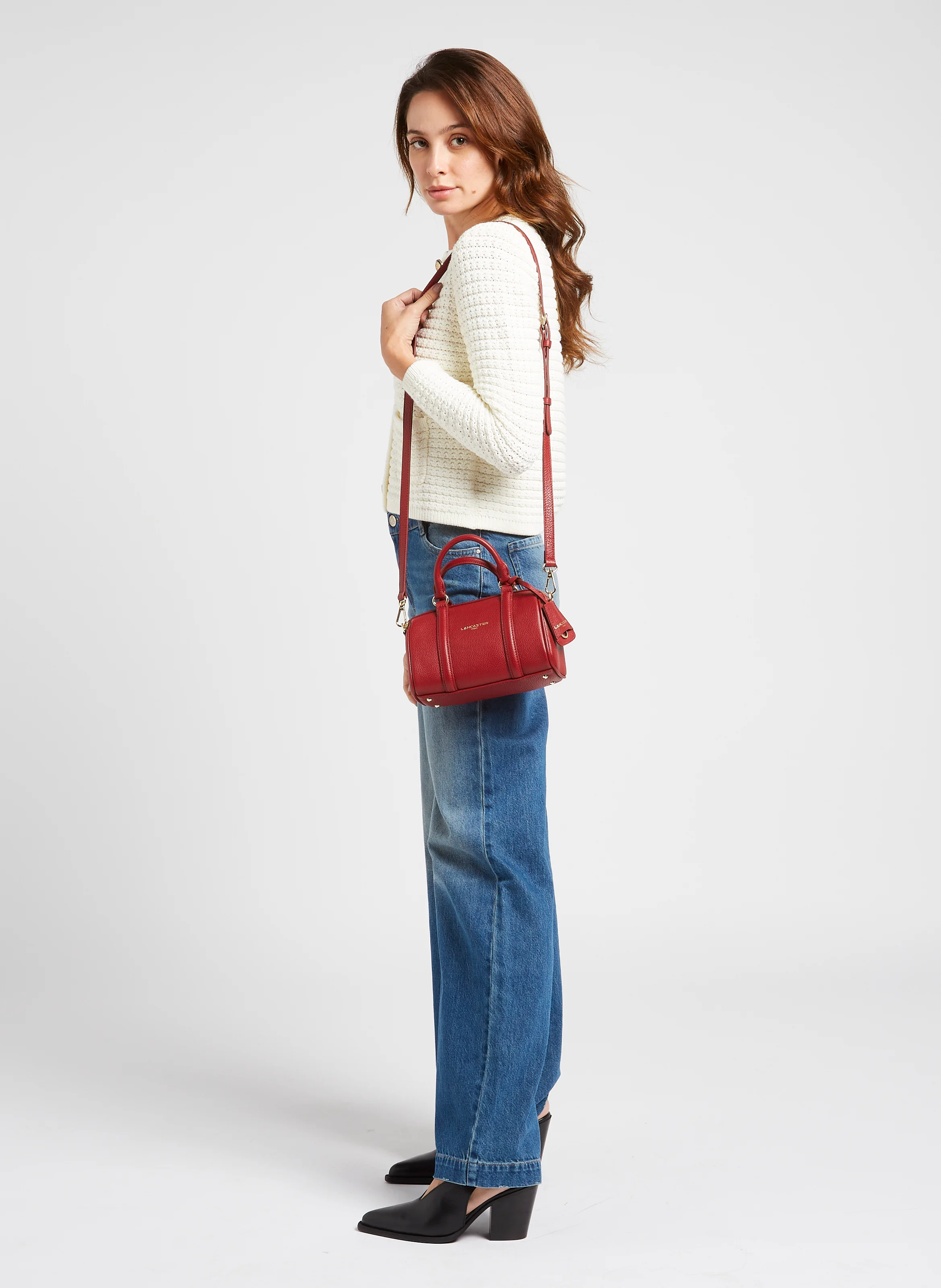 MILANO ANA - Petit sac polochon en cuir grainé| Rouge