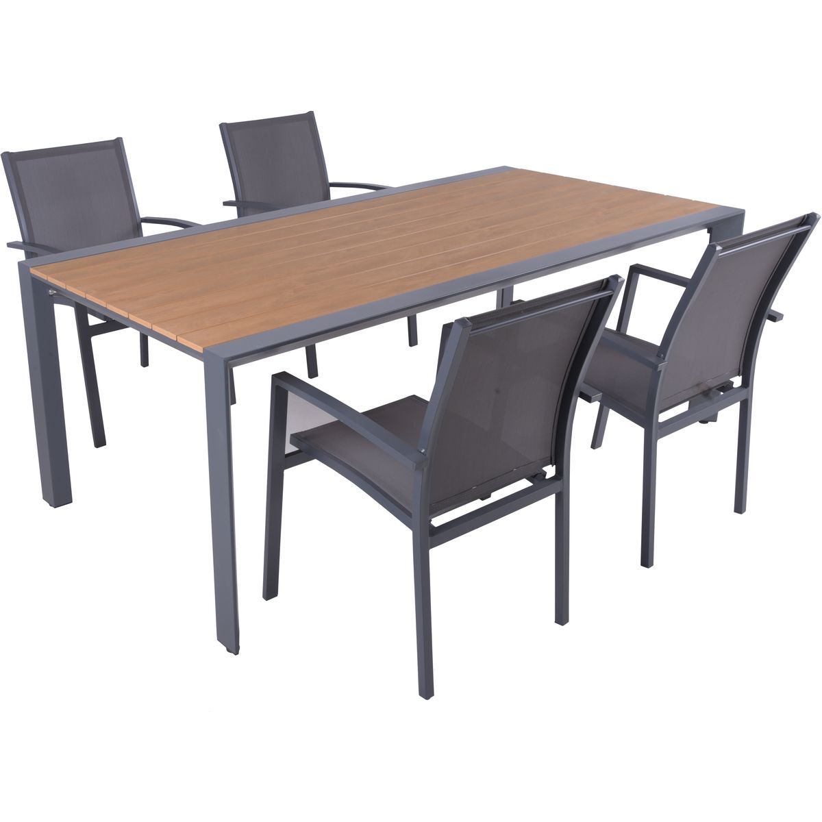 5-teilige Tischgruppe SILEA/ELENA - anthrazit-braun - Aluminium