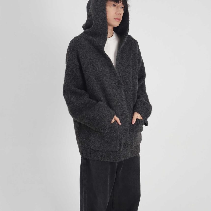 Adotuastic - V-hals Melange Capuchon Cardigan