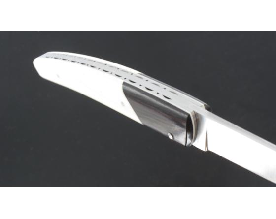 Le Thiers Pote - mitre avant en Ebène de Macassar - manche en os de Chameau Couteau Le Thiers par Locau