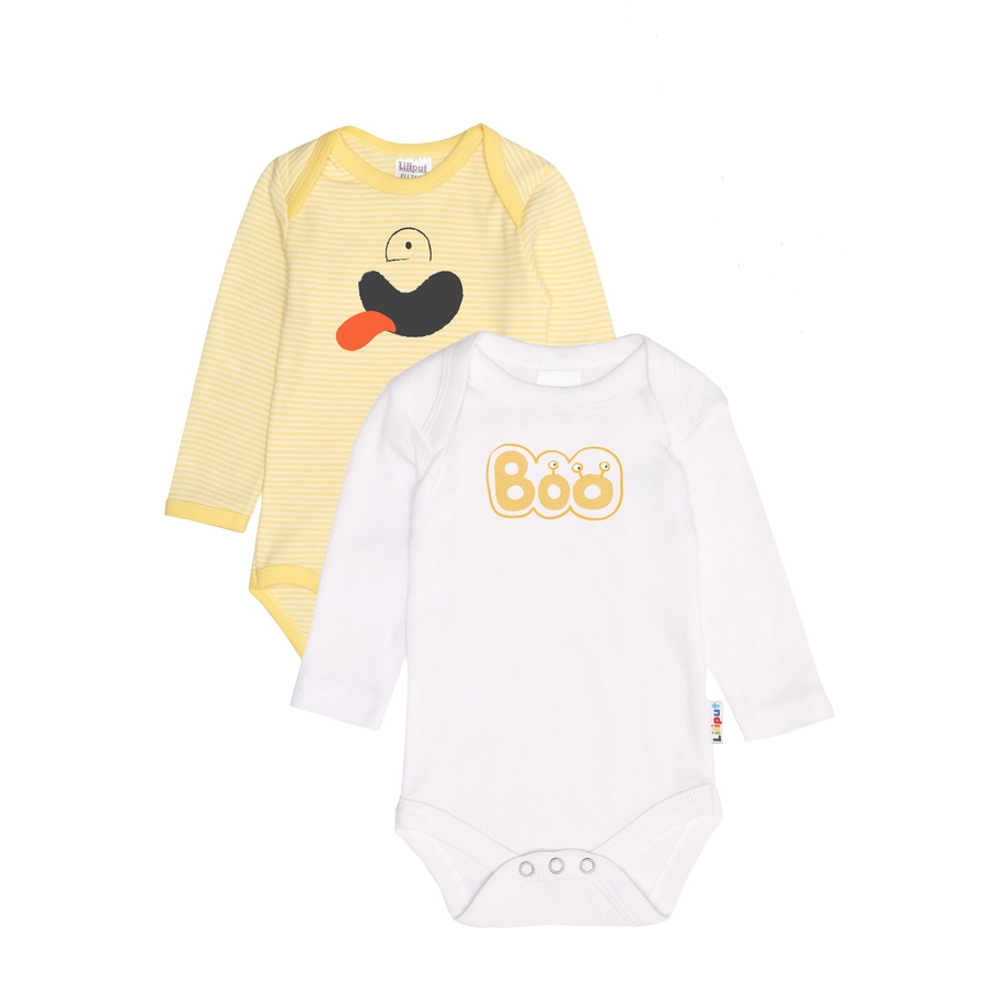 Liliput Langarmbody 2er Pack Boo gelb-weiß gestreift  weiß