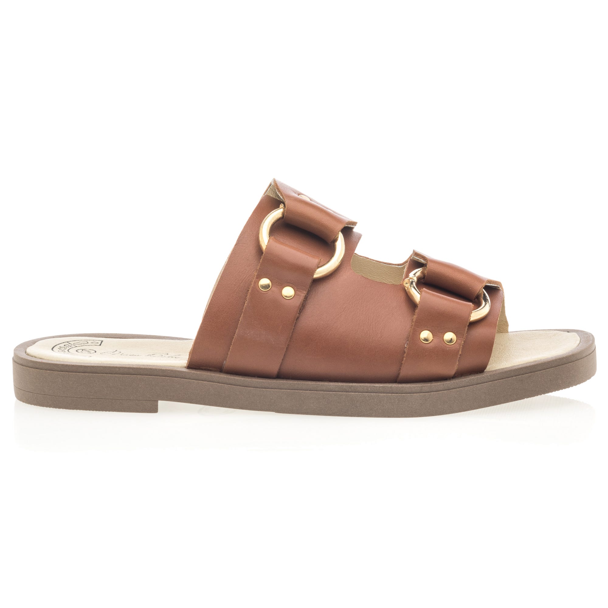 Mules Femme en cuir cognac