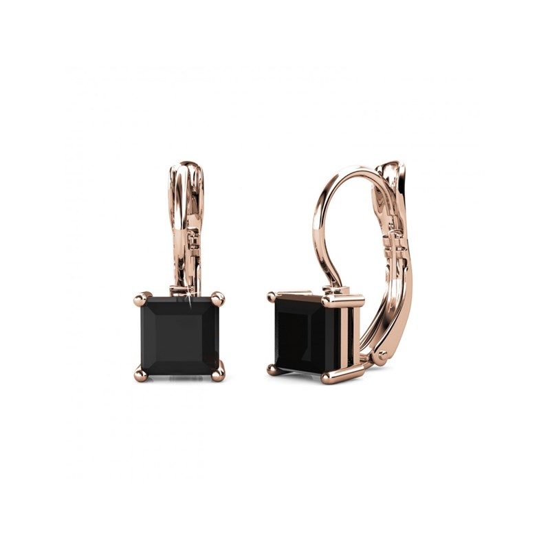 Boucles d'oreilles Square - Or Rosé et Noir