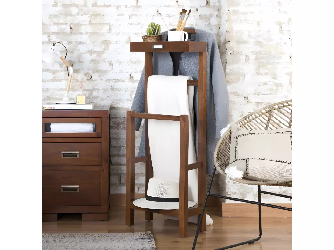 Valet de chambre en bois massif marron 42x113