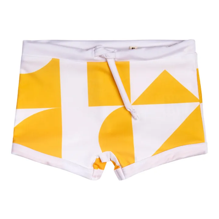 Juillet Juillet Boxer de Bain Matière Recyclée Géométrique | Jaune