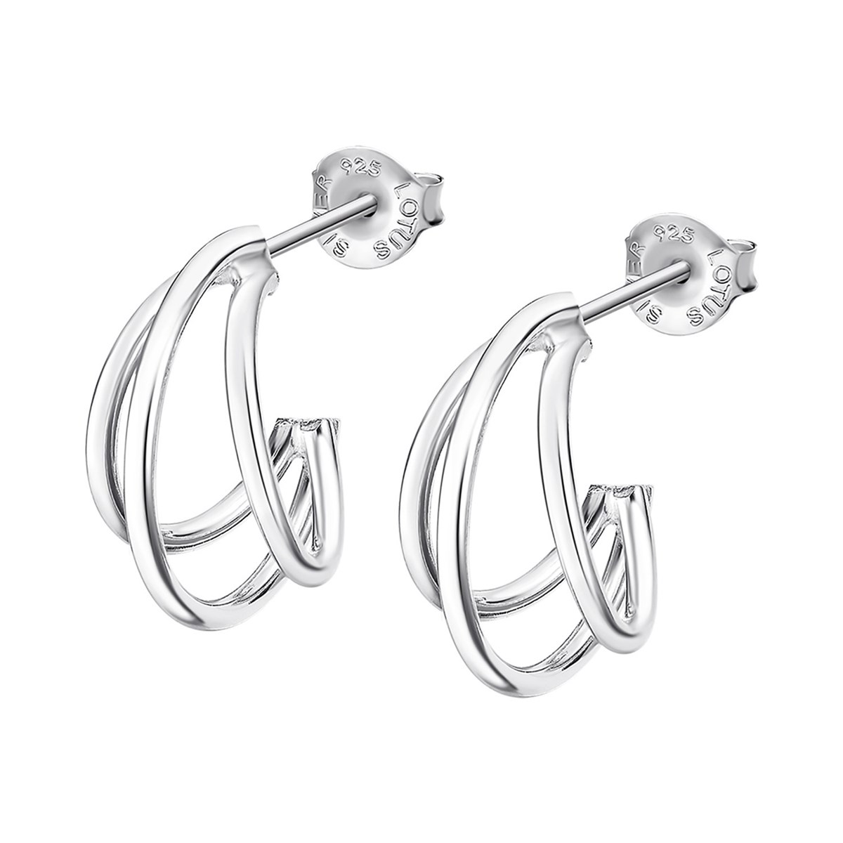 Boucles d'oreilles créoles Lotus Silver triple