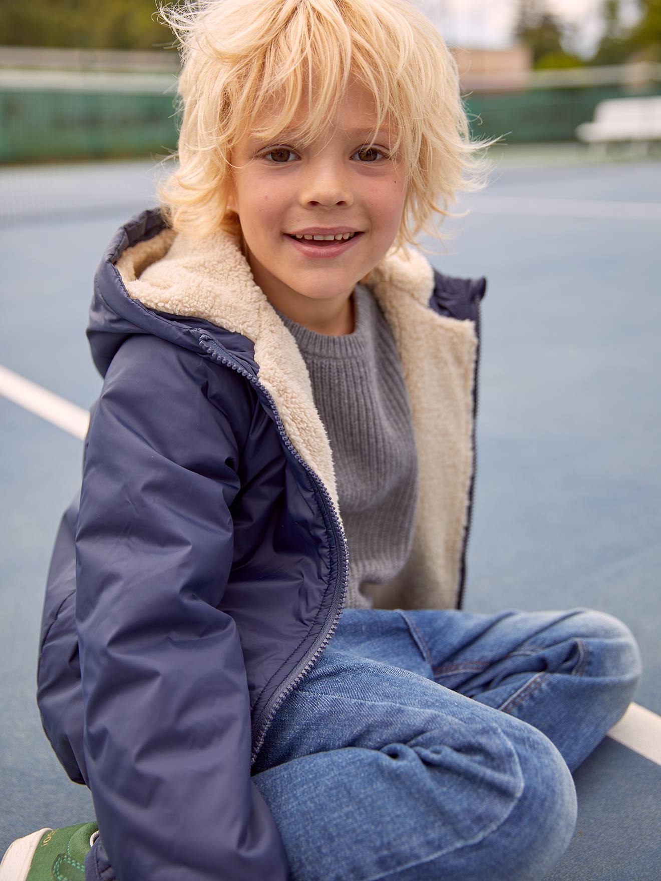 Parka 3 em 1 com jaqueta removível, infantil, azul escuro