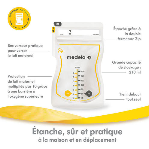 Sachets de conservation lait maternel Easy Pour - Lot de 50 - MEDELA