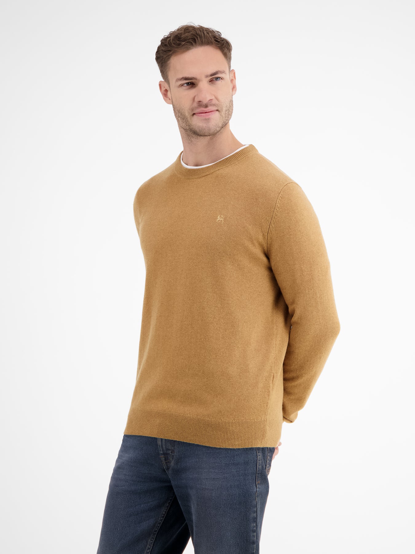 Strickpullover in weicher Schurwollqualität mit Kaschmiranteil
