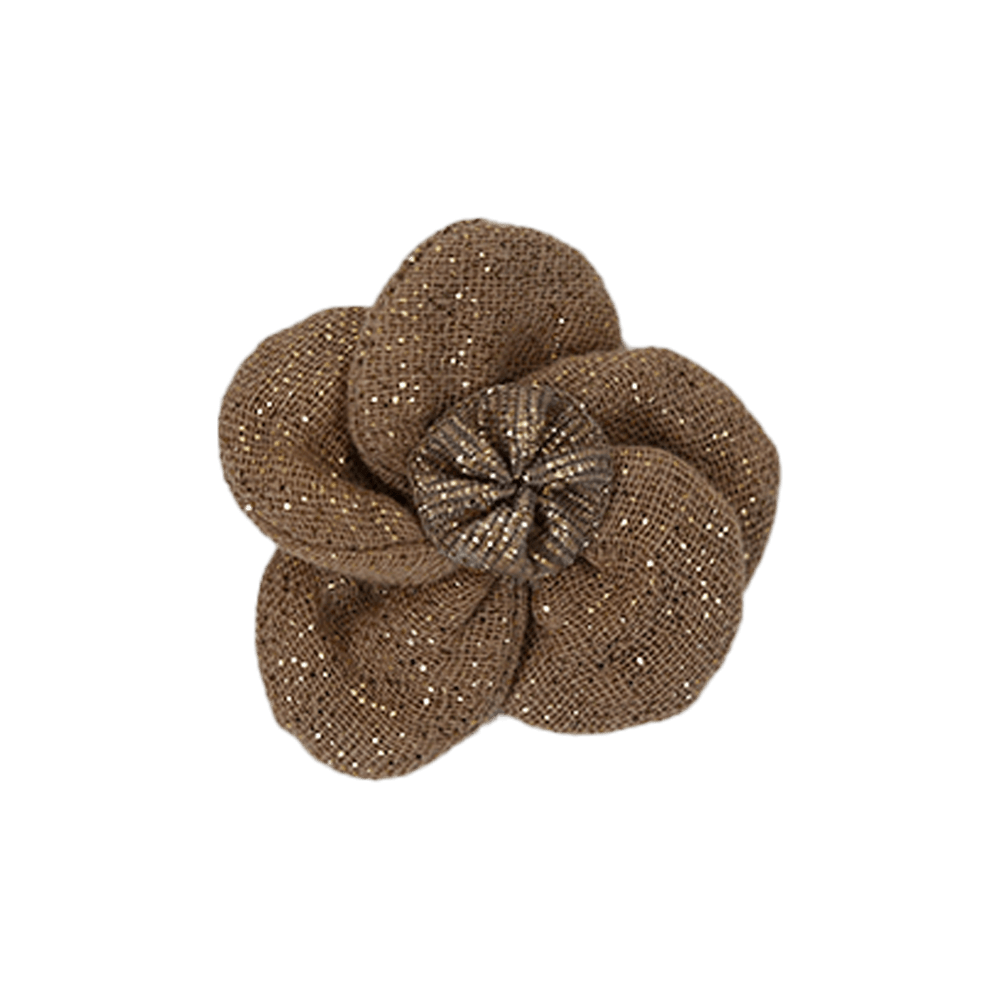 Mini Barrette Pétales De Fleur Gaze Pailletée Camel