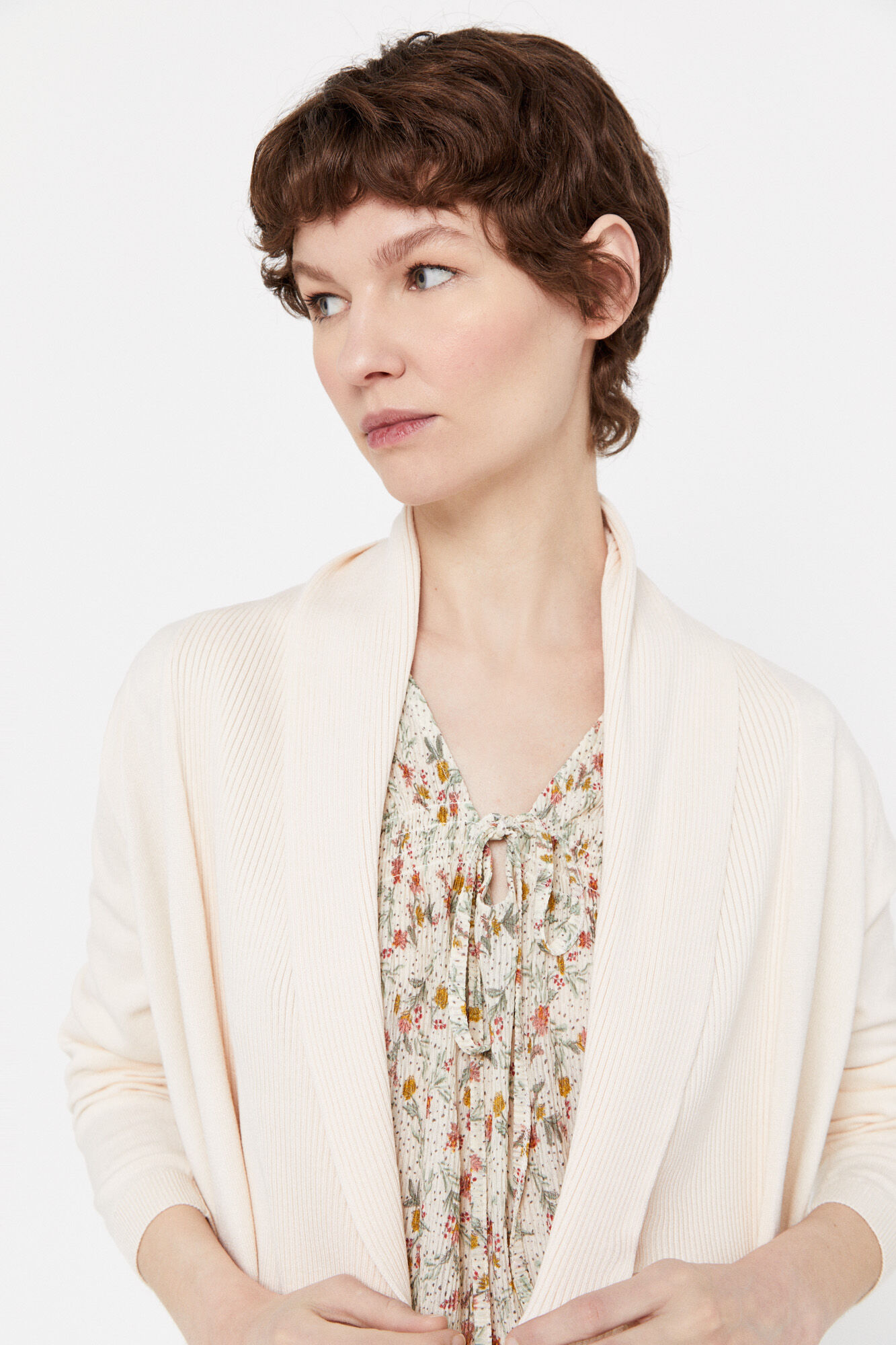 Chaqueta cuello bufanda - Marfil