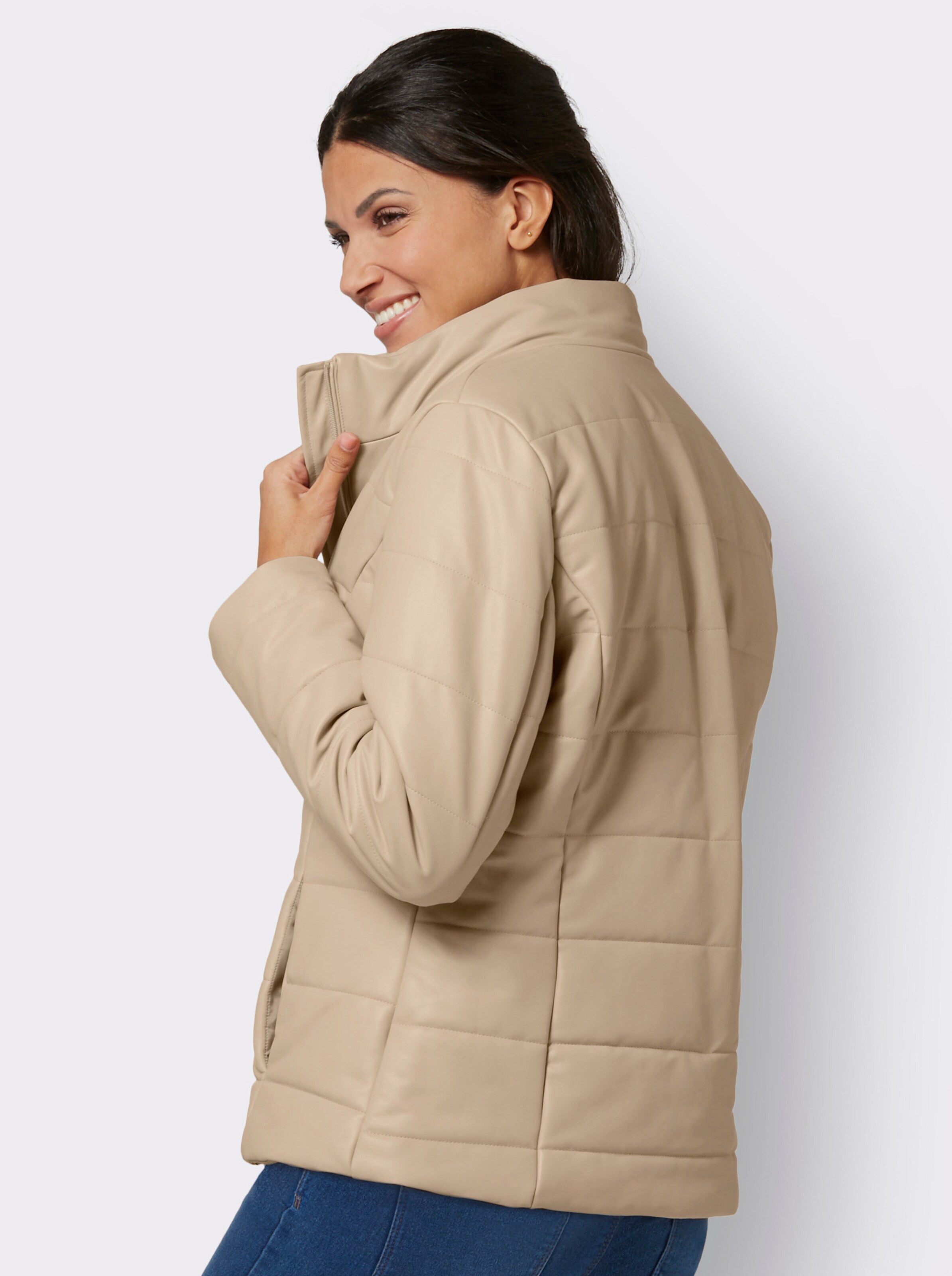 Lederimitatjacke mit Stepp-Muster