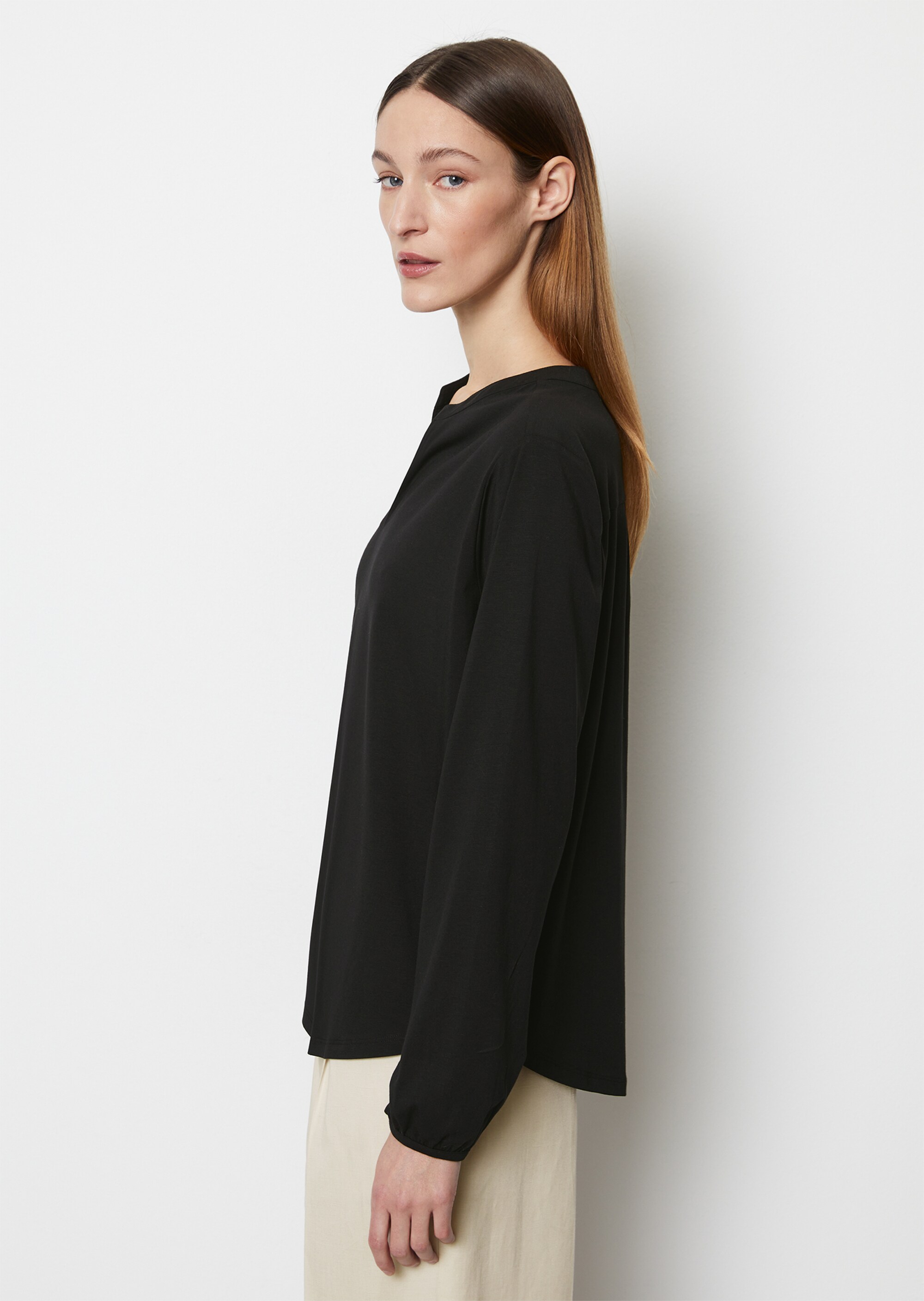 Jerseybluse looseaus Modal-Bio-Baumwolle-Mix