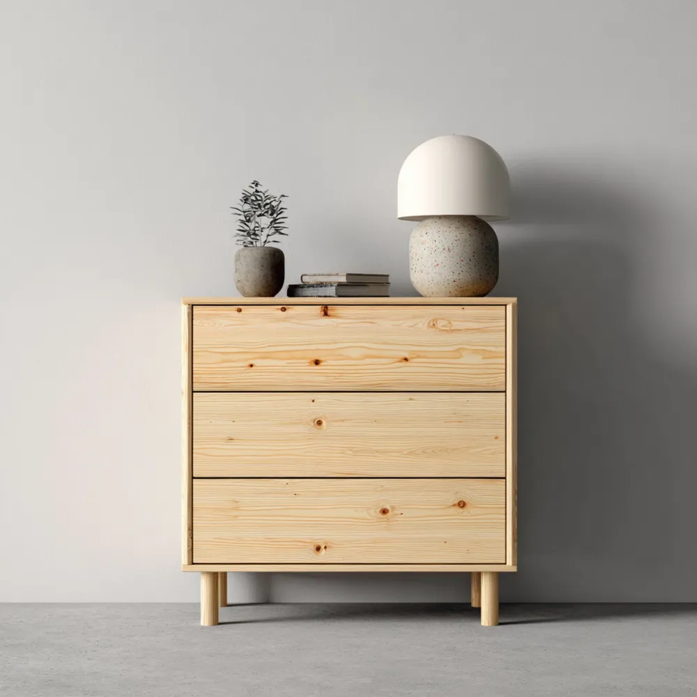 Kommode Kiefernholz 80x85x40 cm - Natur - Skandinavisches Design