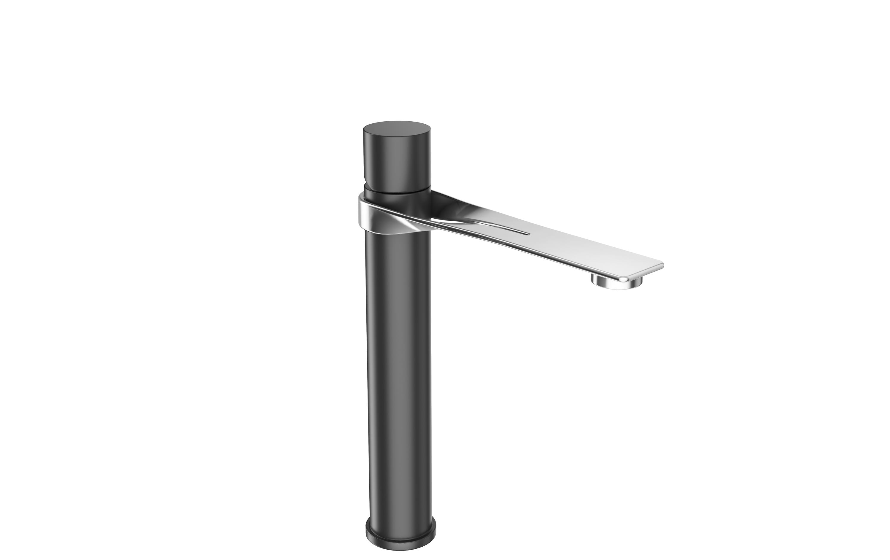 Lavaboarmatur ONE-B EHM, Hoch, Schwarz matt<br>Designer Einhebelmischer-Waschtischbatterie mit Edelstahl Auslauf