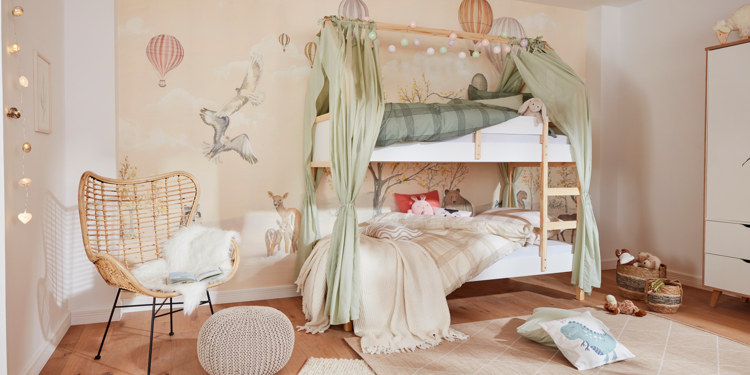Lüttenhütt Etagenbett »Janne« aus schönem massivem Kiefernholz, Etagenbett, Liegefläche 90x200 cm