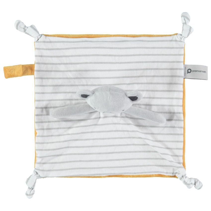 Doudou mouchoir ours en velours - Gris clair