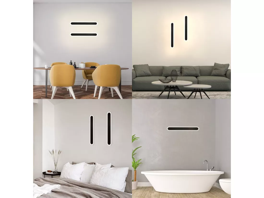 NETTLIFE applique murale LED extérieur 50 cm Villa noire longue lampe extérieure IP65 étanche moderne 10 W pour couloir salle de bain