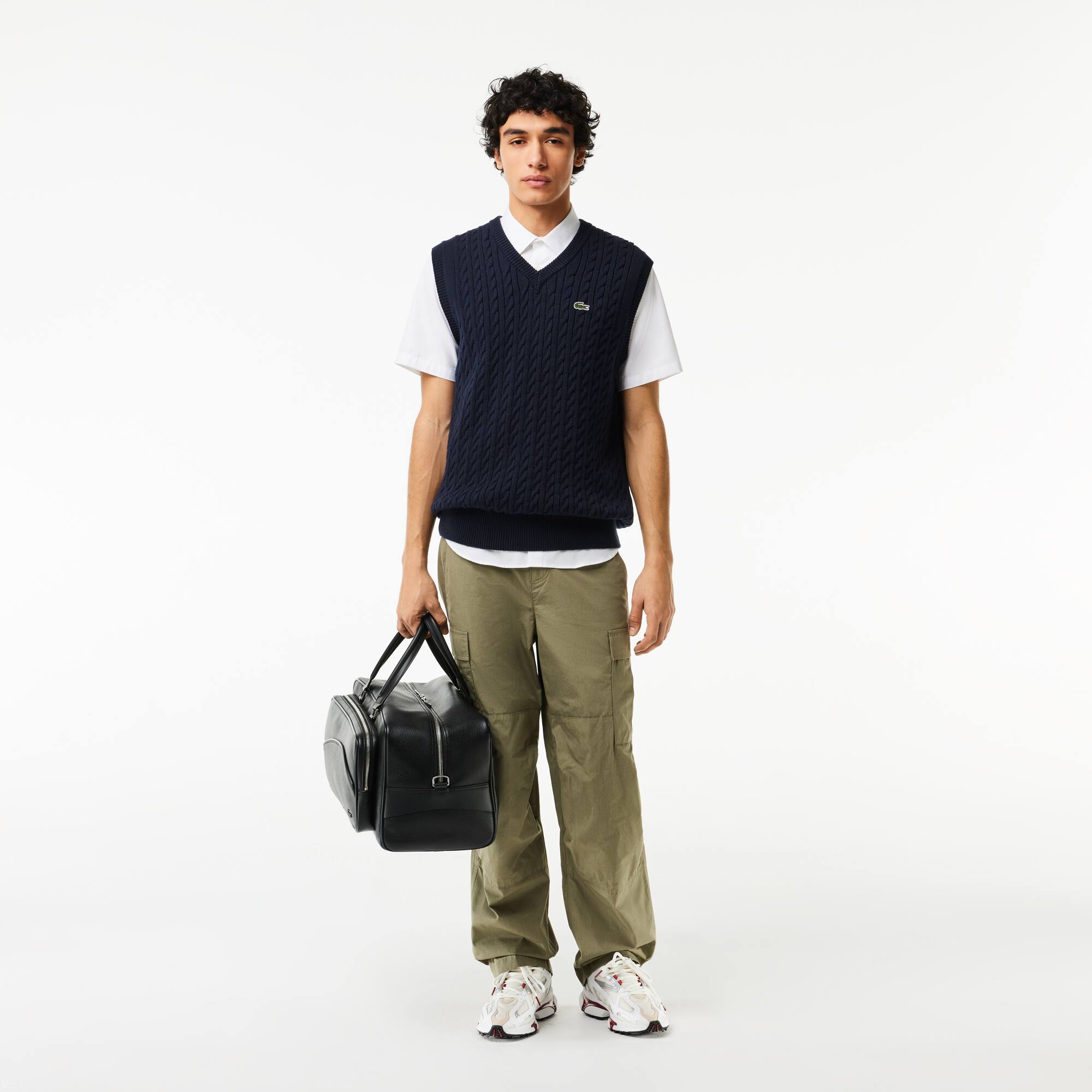 Chemise regular fit unie à manches courtes en coton premium Manches Courtes - Blanc - Lacoste - Homme