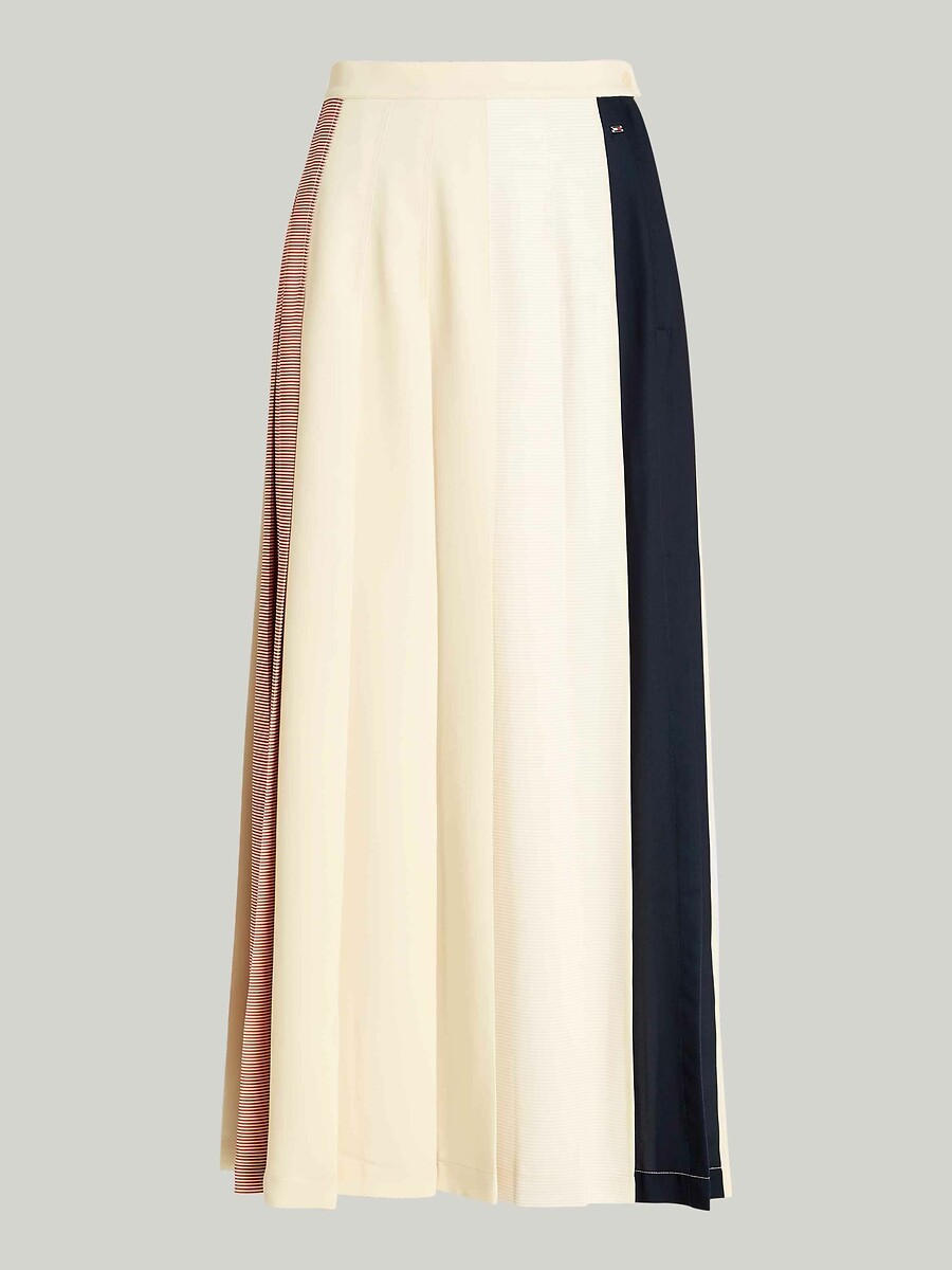 TOMMY HILFIGER<br>Saia midi listrada, evasê