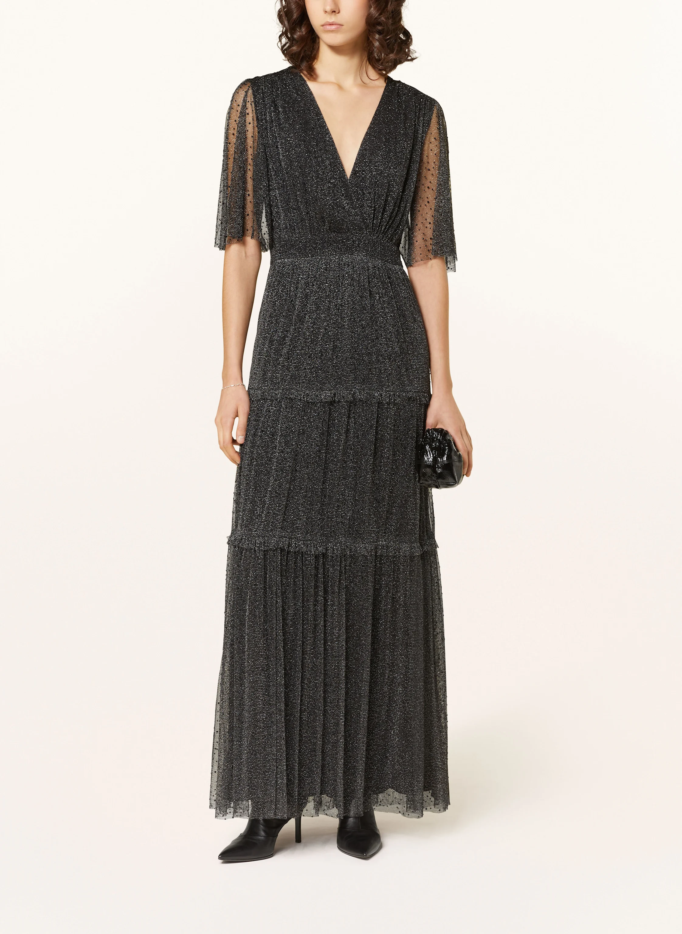 ba&sh Mesh-Kleid mit Glitzergarn und Schmucksteinen