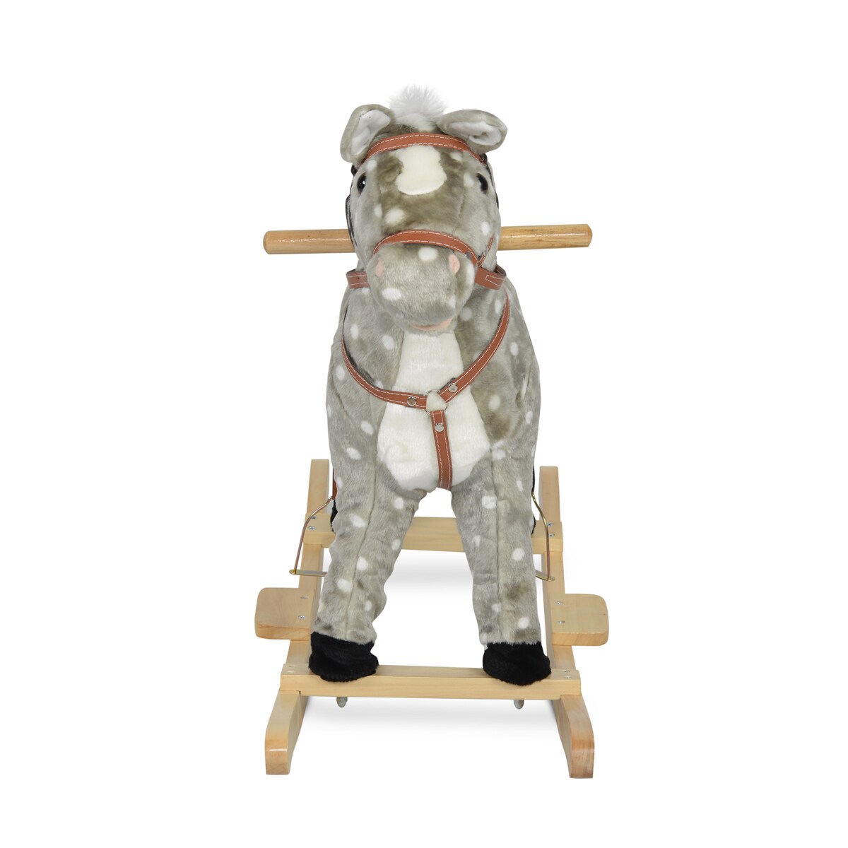 Moni Plüsch Schaukelpferd Spotty WJ-001, Schwanz und Mund beweglich, Sound grau