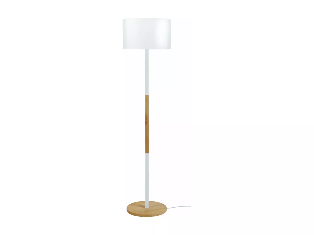 Lampadaire droit blanc bois 155 cm.