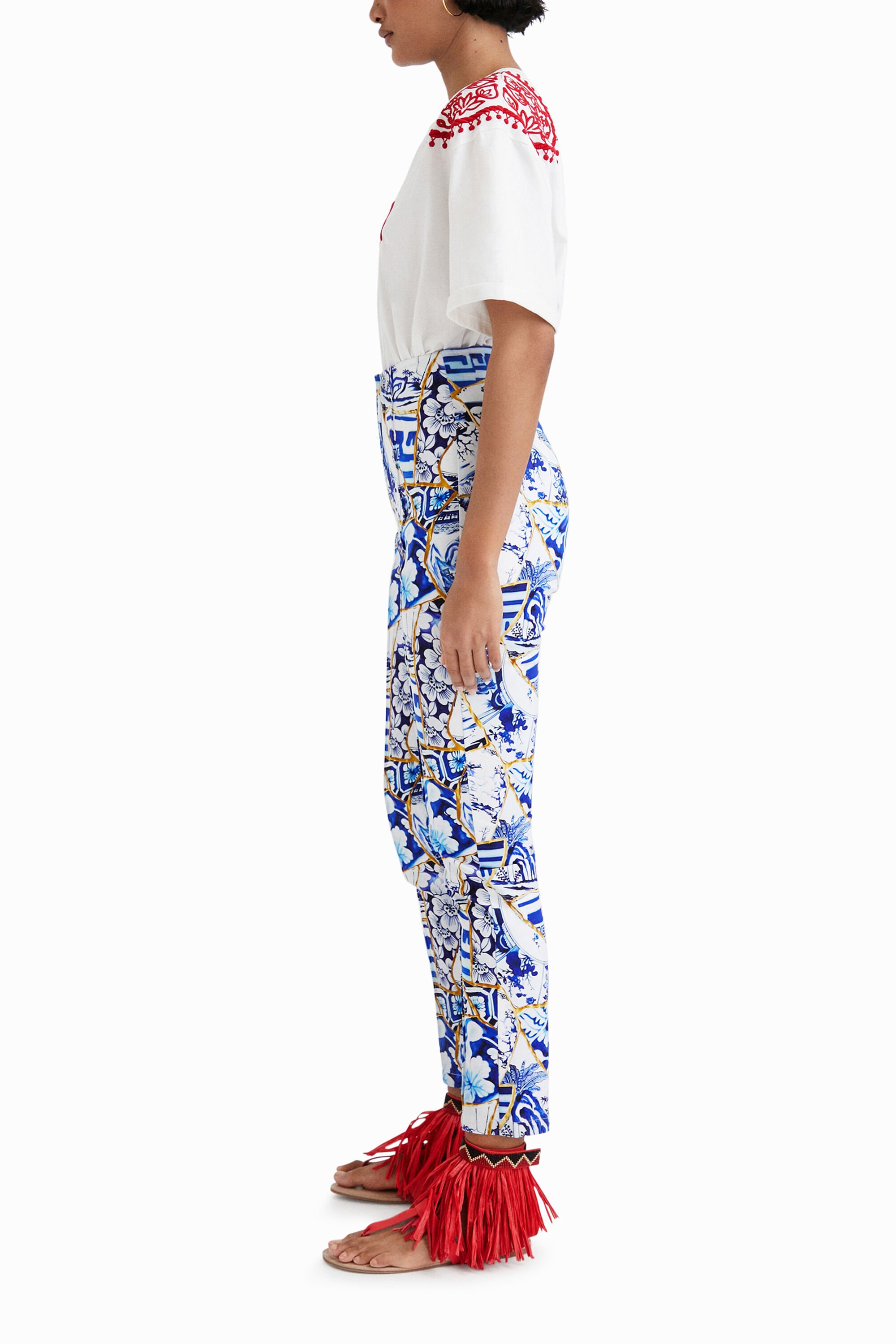 Pantalon slim imprimé Stella Jean