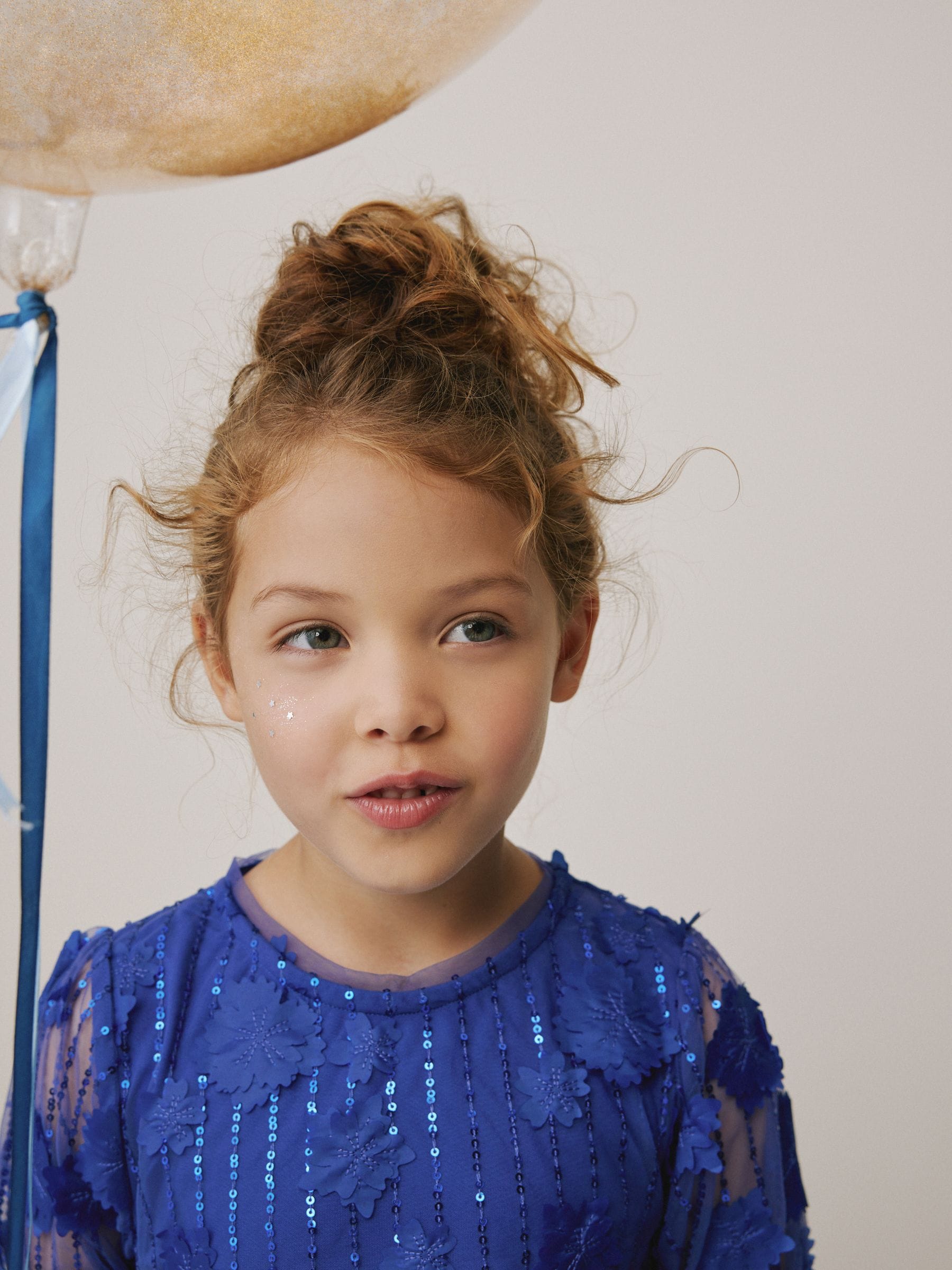 Kobaltblauw - Mesh bloemen pailletten feestelijke jurkjes (3-16jaar)