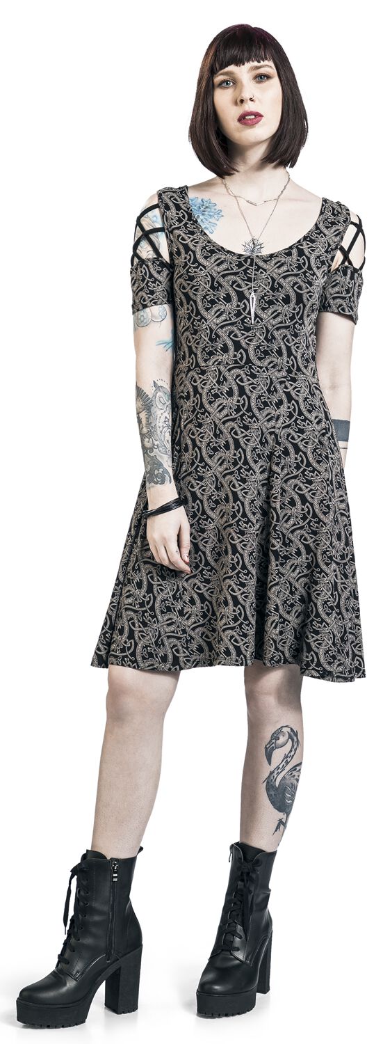 Robe Avec Laçages & Imprimés Style Celtique | Black Premium by EMP Robe courte
