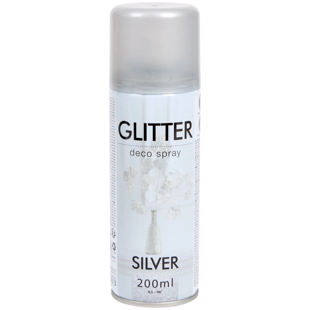 Glitterspuitverf zilver 200 ml